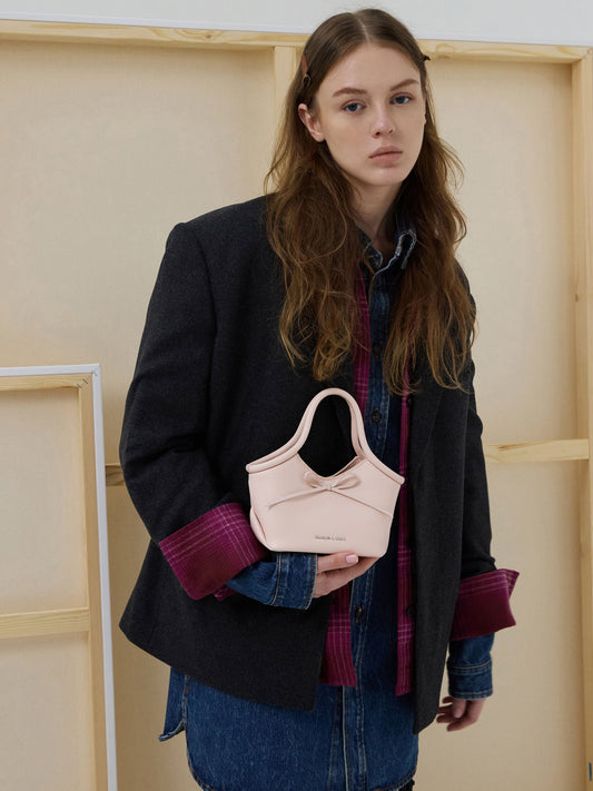 Hazel Bow Tubular Top Handle Bag - Soft Pink | CHARLES & KEITH