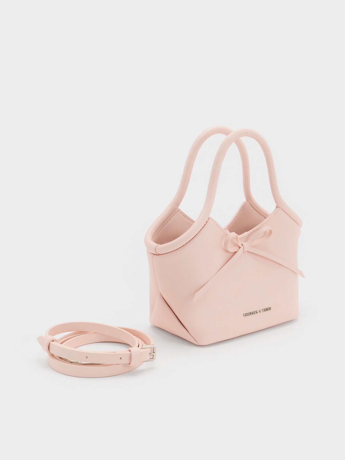 Hazel Bow Tubular Top Handle Bag - Soft Pink | CHARLES & KEITH