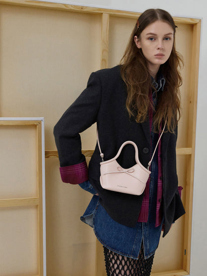 Hazel Bow Tubular Top Handle Bag - Soft Pink | CHARLES & KEITH