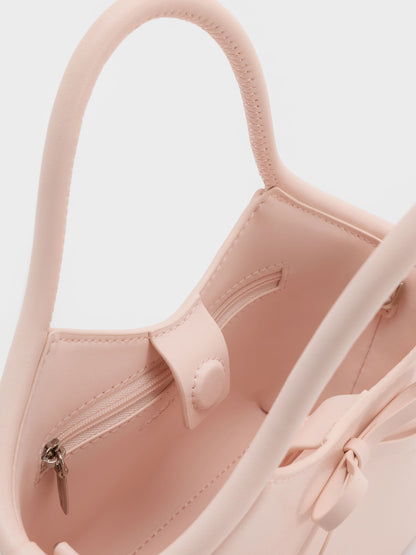 Hazel Bow Tubular Top Handle Bag - Soft Pink | CHARLES & KEITH