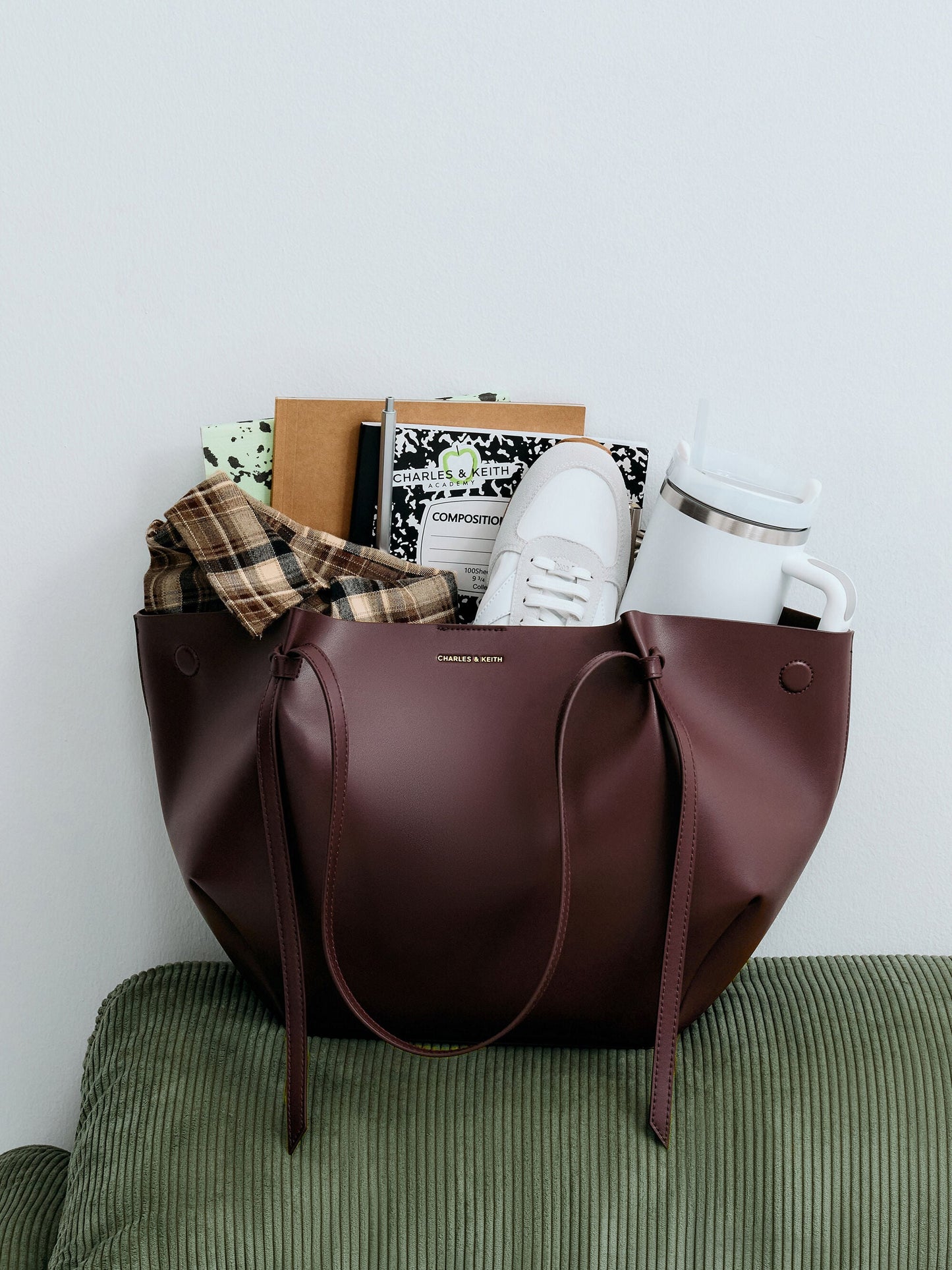 XL Calla Tote Bag - Wineberry Red | CHARLES & KEITH