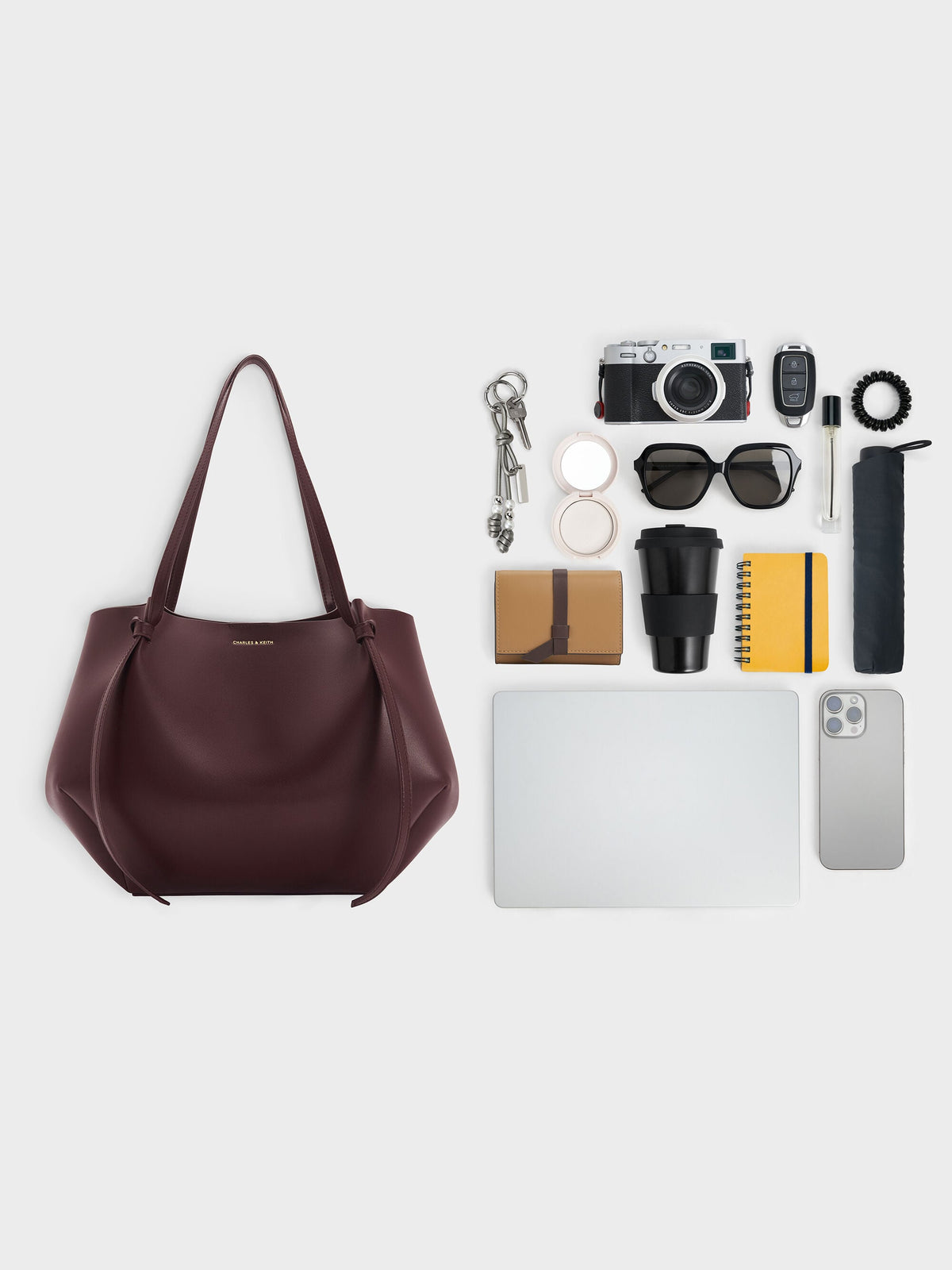 XL Calla Tote Bag - Wineberry Red | CHARLES & KEITH