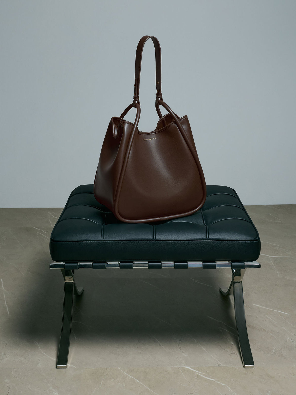 Lyla Tubular Slouchy Tote Bag - Espresso Brown | CHARLES & KEITH