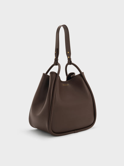 Lyla Tubular Slouchy Tote Bag - Espresso Brown | CHARLES & KEITH