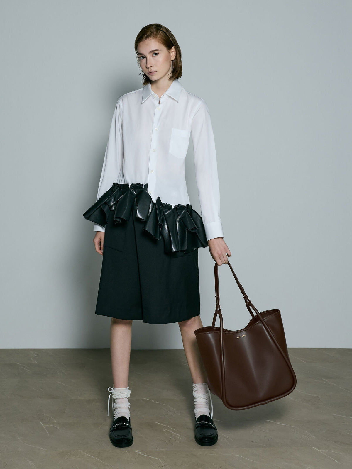 Lyla Tubular Slouchy Tote Bag - Espresso Brown | CHARLES & KEITH