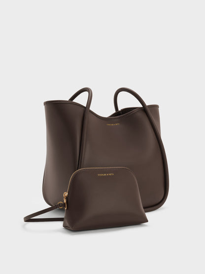 Lyla Tubular Slouchy Tote Bag - Espresso Brown | CHARLES & KEITH