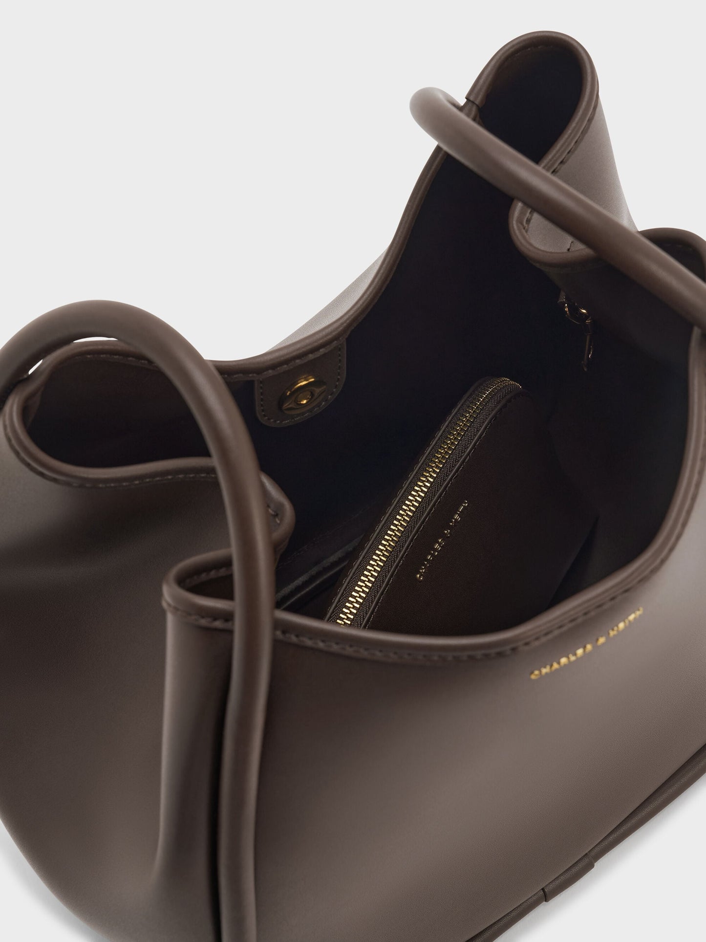 Lyla Tubular Slouchy Tote Bag - Espresso Brown | CHARLES & KEITH