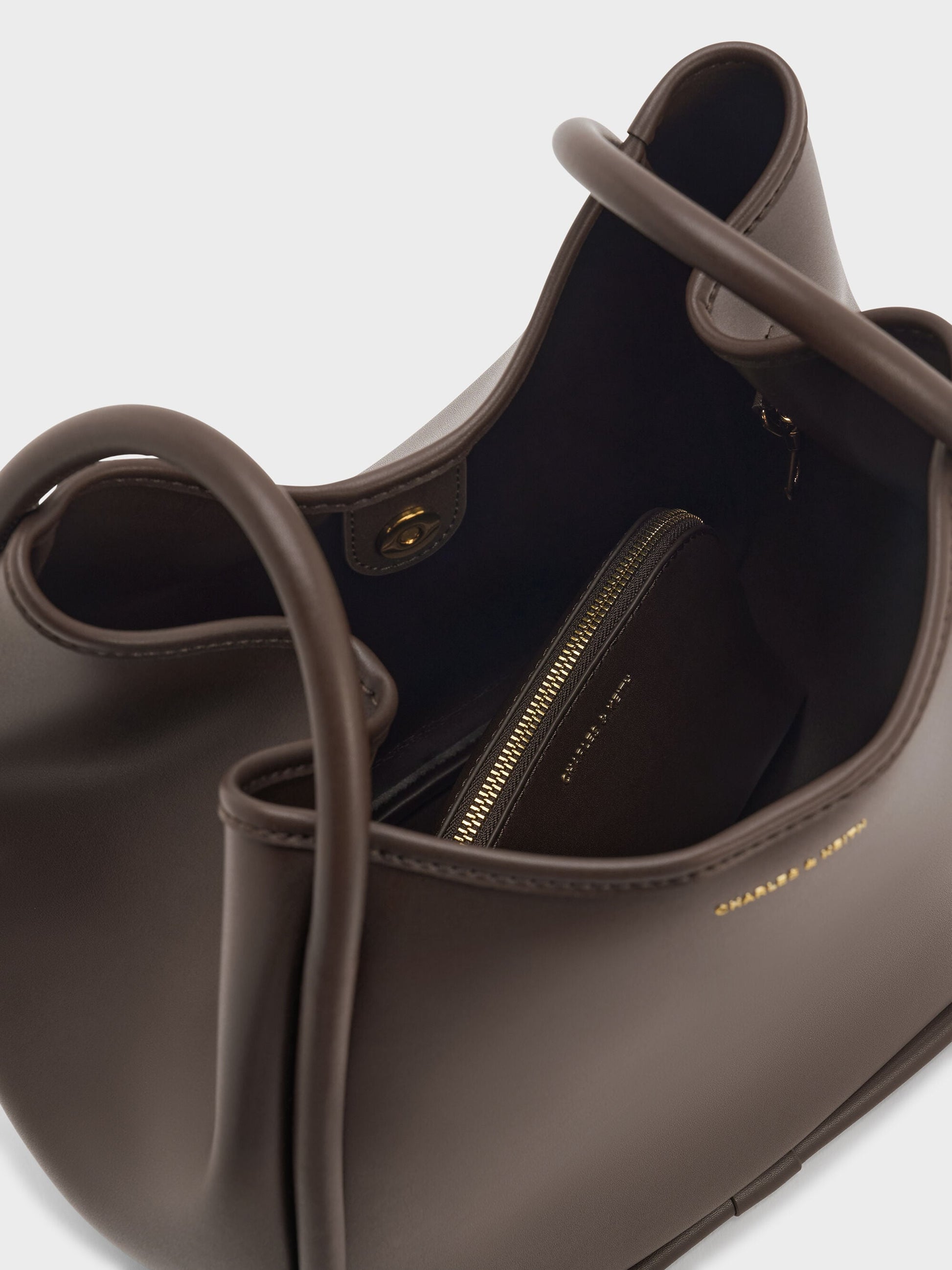 Lyla Tubular Slouchy Tote Bag - Espresso Brown | CHARLES & KEITH