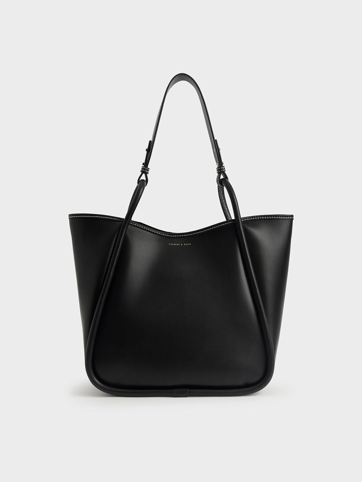 Lyla Tubular Slouchy Tote Bag - Black | CHARLES & KEITH