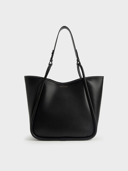 Lyla Tubular Slouchy Tote Bag - Black | CHARLES & KEITH