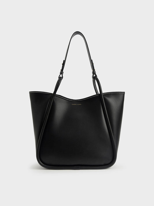 Lyla Tubular Slouchy Tote Bag - Black | CHARLES & KEITH