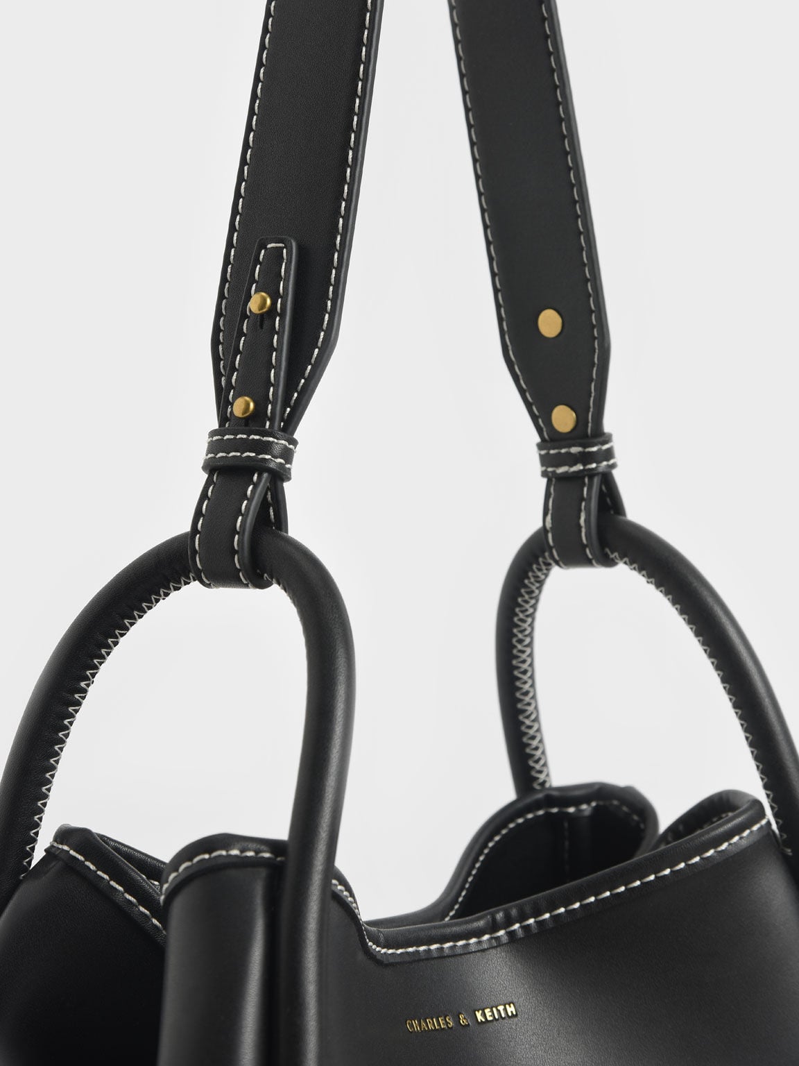 Lyla Tubular Slouchy Tote Bag - Black | CHARLES & KEITH