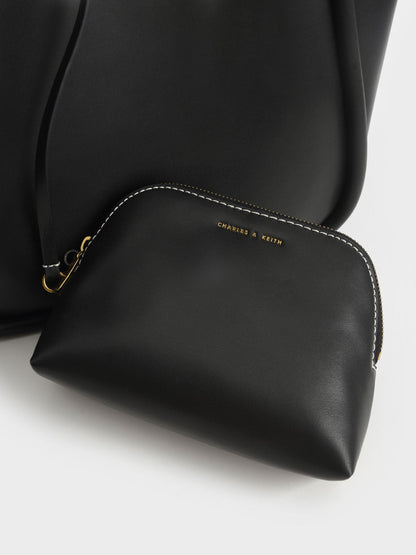 Lyla Tubular Slouchy Tote Bag - Black | CHARLES & KEITH