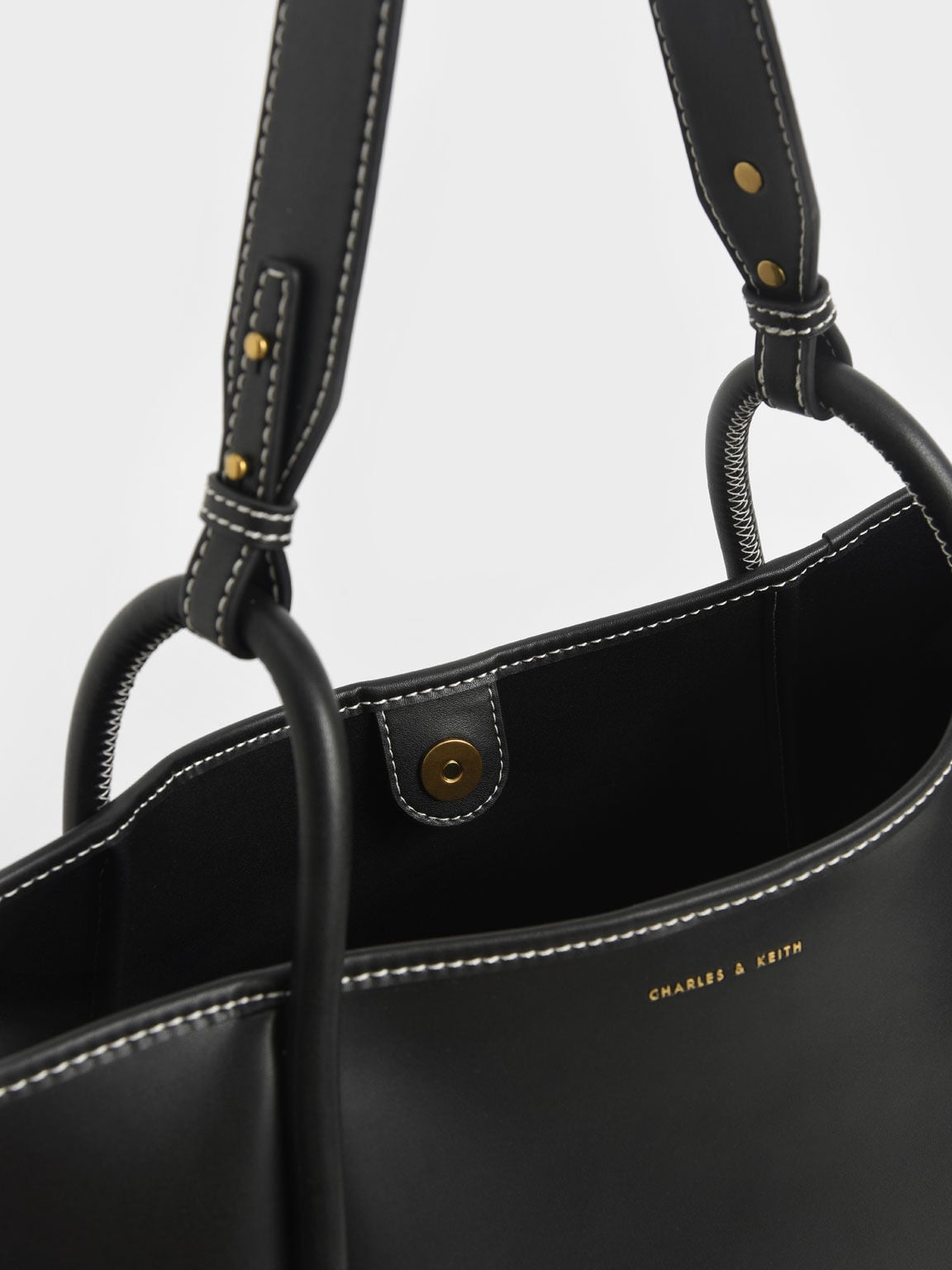Lyla Tubular Slouchy Tote Bag - Black | CHARLES & KEITH