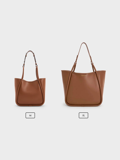 Lyla Tubular Slouchy Tote Bag - Chocolate | CHARLES & KEITH