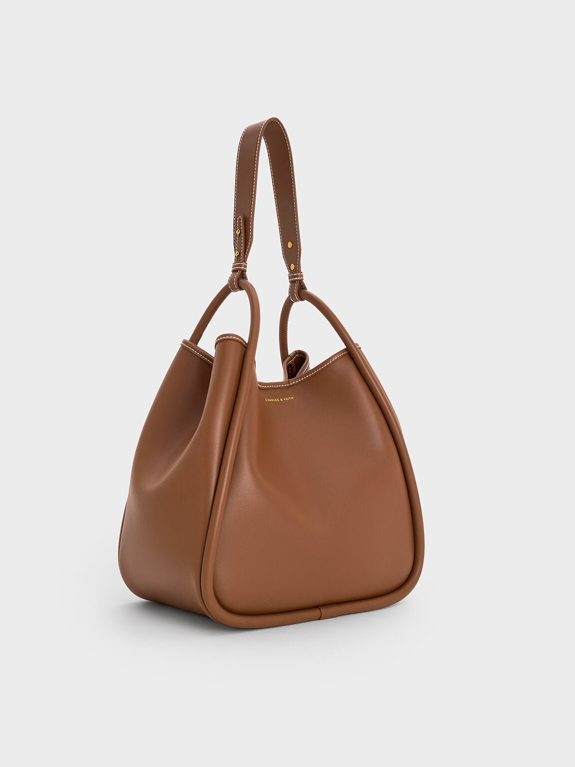 Lyla Tubular Slouchy Tote Bag - Chocolate | CHARLES & KEITH