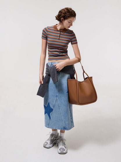 Lyla Tubular Slouchy Tote Bag - Chocolate | CHARLES & KEITH