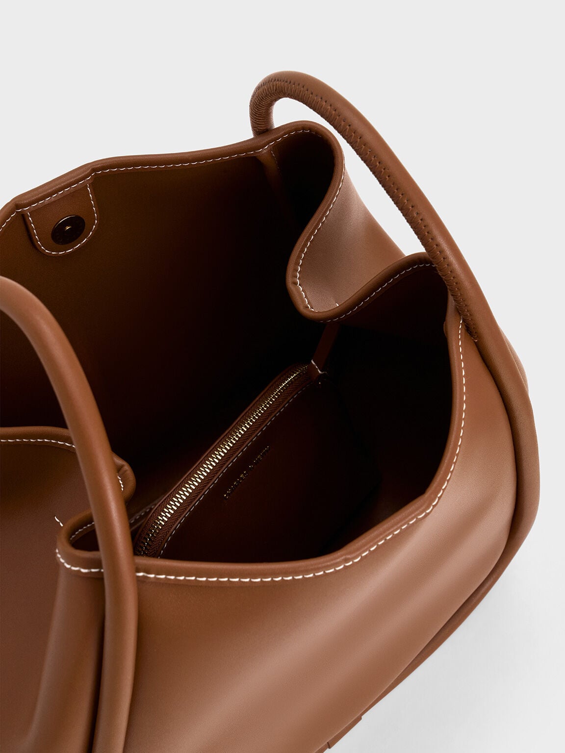Lyla Tubular Slouchy Tote Bag - Chocolate | CHARLES & KEITH