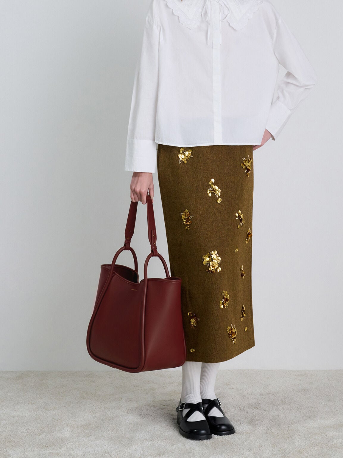 Lyla Tubular Slouchy Tote Bag - Mulberry Plum | CHARLES & KEITH