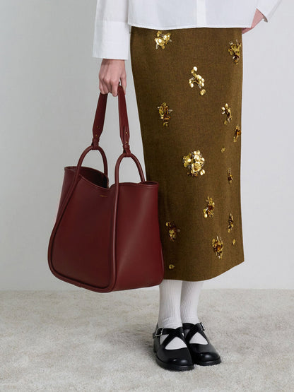 Lyla Tubular Slouchy Tote Bag - Mulberry Plum | CHARLES & KEITH
