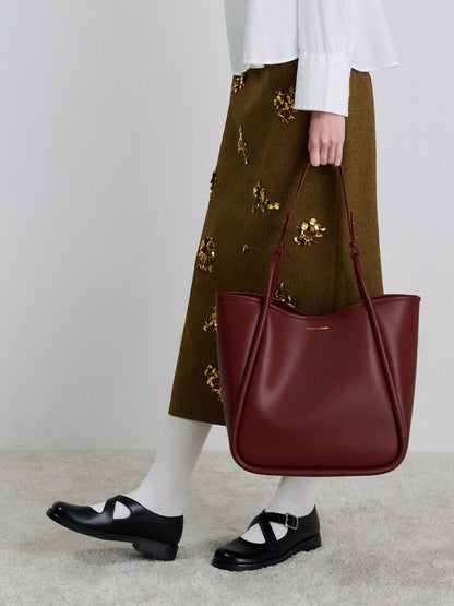 Lyla Tubular Slouchy Tote Bag - Mulberry Plum | CHARLES & KEITH