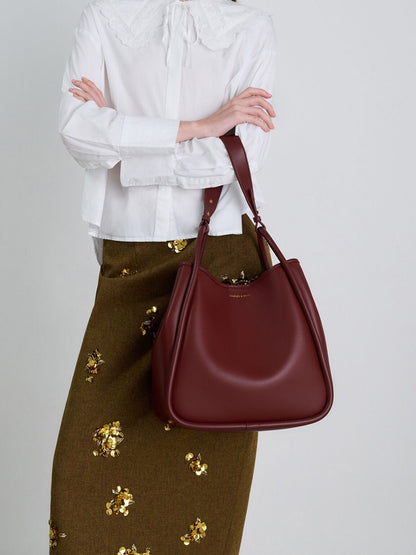 Lyla Tubular Slouchy Tote Bag - Mulberry Plum | CHARLES & KEITH