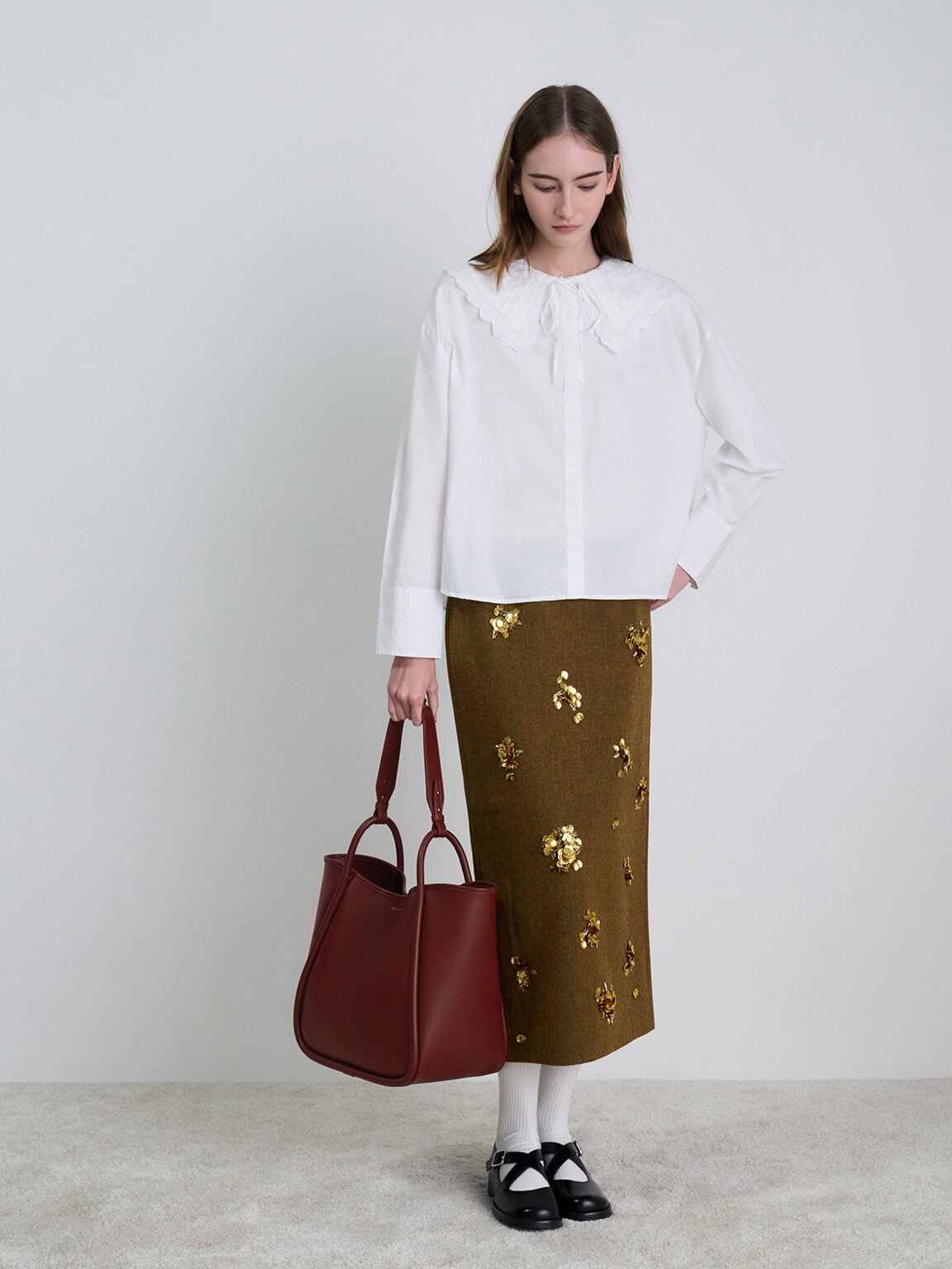 Lyla Tubular Slouchy Tote Bag - Mulberry Plum | CHARLES & KEITH