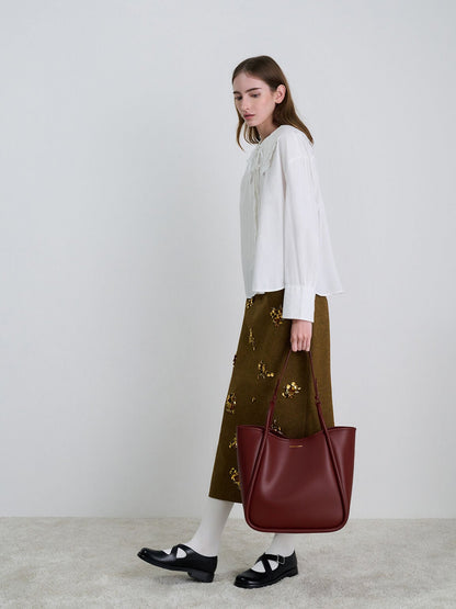 Lyla Tubular Slouchy Tote Bag - Mulberry Plum | CHARLES & KEITH