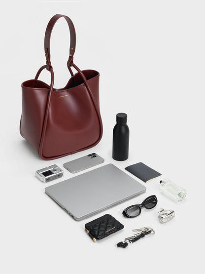 Lyla Tubular Slouchy Tote Bag - Mulberry Plum | CHARLES & KEITH