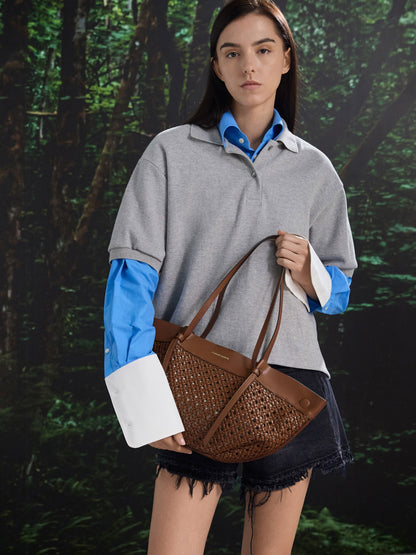 Calla Woven Tote Bag - Chocolate | CHARLES & KEITH