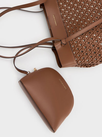 Calla Woven Tote Bag - Chocolate | CHARLES & KEITH