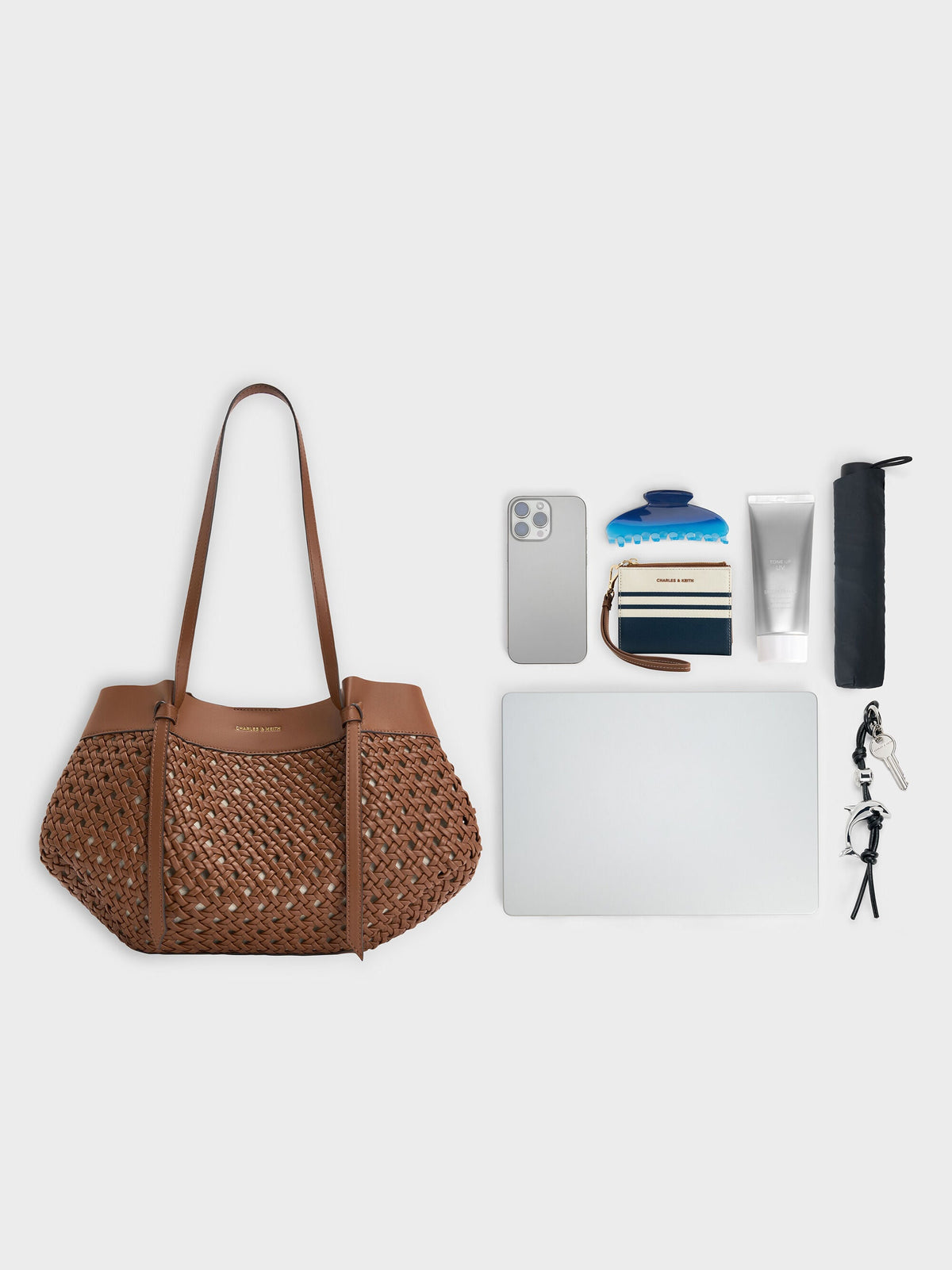 Calla Woven Tote Bag - Chocolate | CHARLES & KEITH