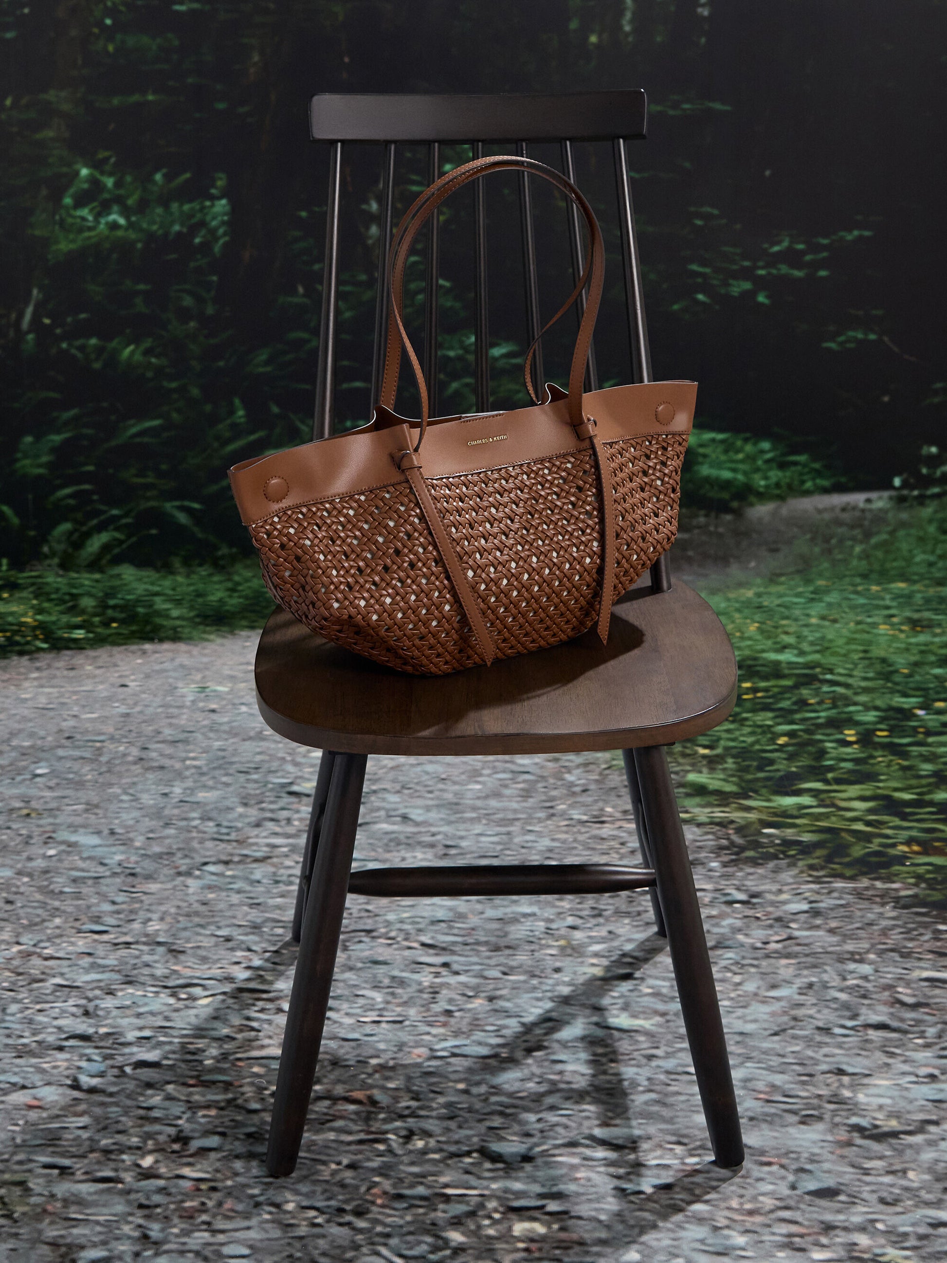 Calla Woven Tote Bag - Chocolate | CHARLES & KEITH
