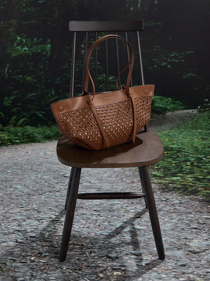 Calla Woven Tote Bag - Chocolate | CHARLES & KEITH