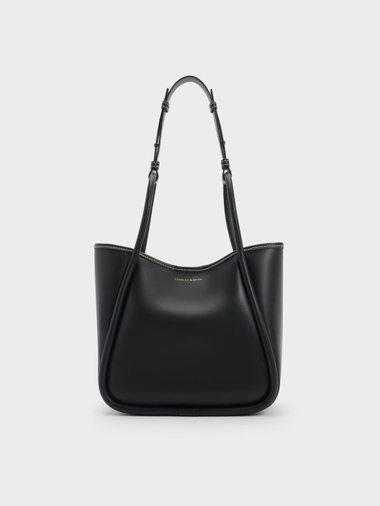 Mini Lyla Tubular Tote Bag - Black | CHARLES & KEITH