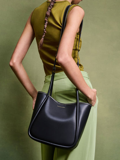 Mini Lyla Tubular Tote Bag - Black | CHARLES & KEITH