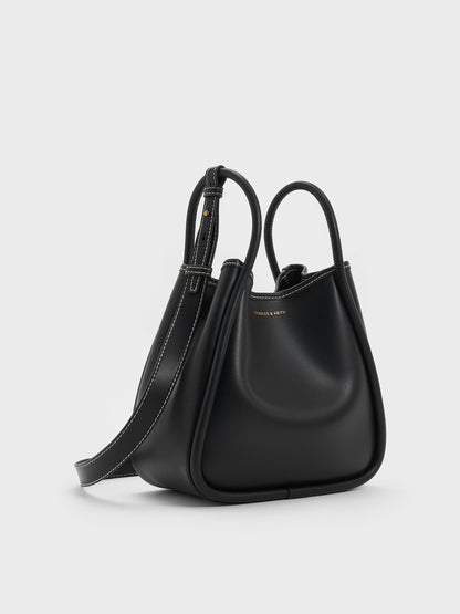 Mini Lyla Tubular Tote Bag - Black | CHARLES & KEITH