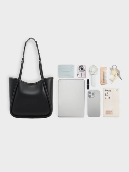 Mini Lyla Tubular Tote Bag - Black | CHARLES & KEITH