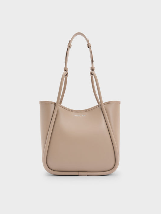 Mini Lyla Tubular Tote Bag - Taupe | CHARLES & KEITH