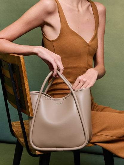 Mini Lyla Tubular Tote Bag - Taupe | CHARLES & KEITH