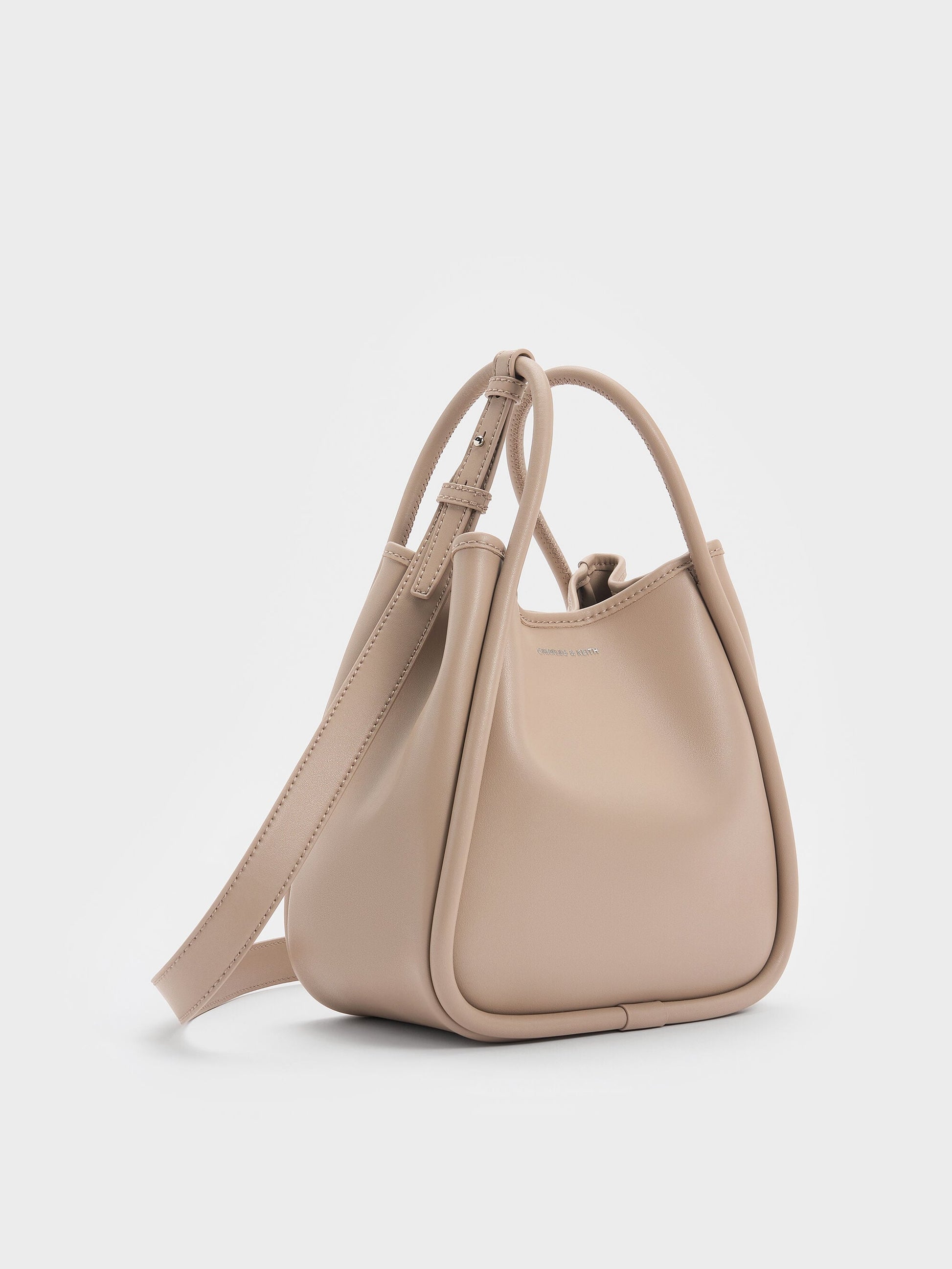 Mini Lyla Tubular Tote Bag - Taupe | CHARLES & KEITH