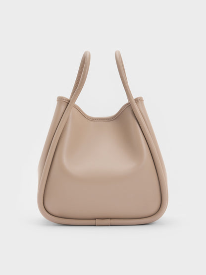 Mini Lyla Tubular Tote Bag - Taupe | CHARLES & KEITH