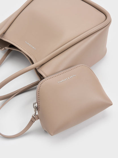 Mini Lyla Tubular Tote Bag - Taupe | CHARLES & KEITH