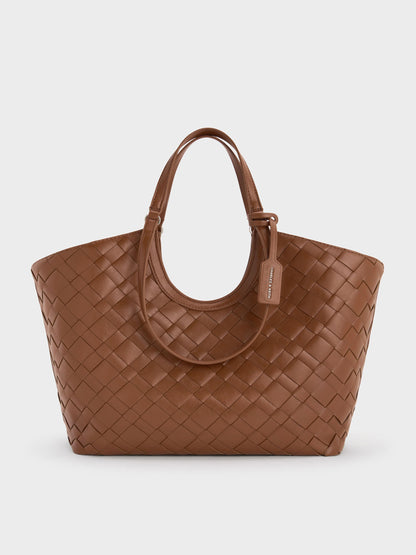 Ivette Woven Tote Bag - Chocolate | CHARLES & KEITH