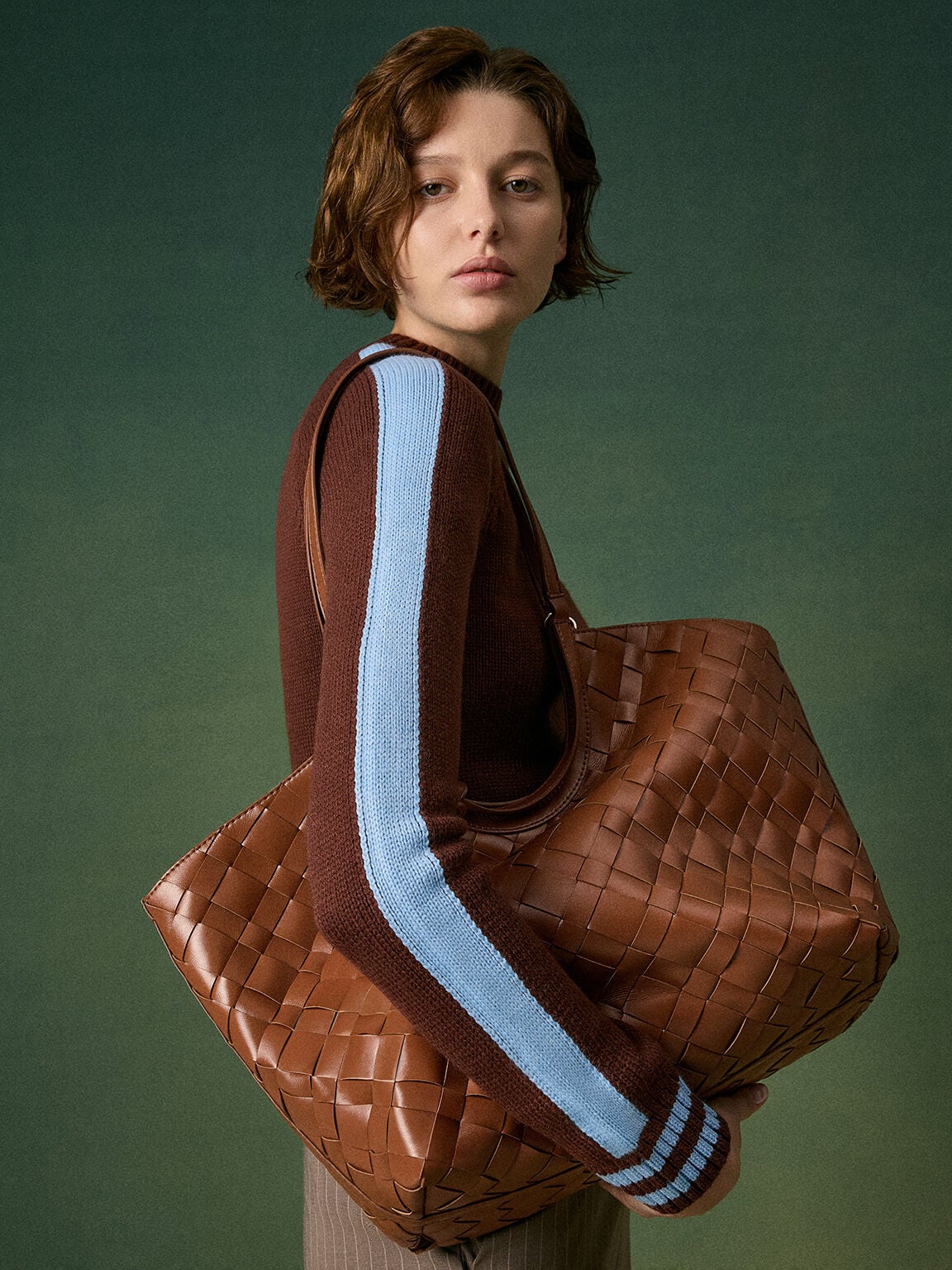 Ivette Woven Tote Bag - Chocolate | CHARLES & KEITH