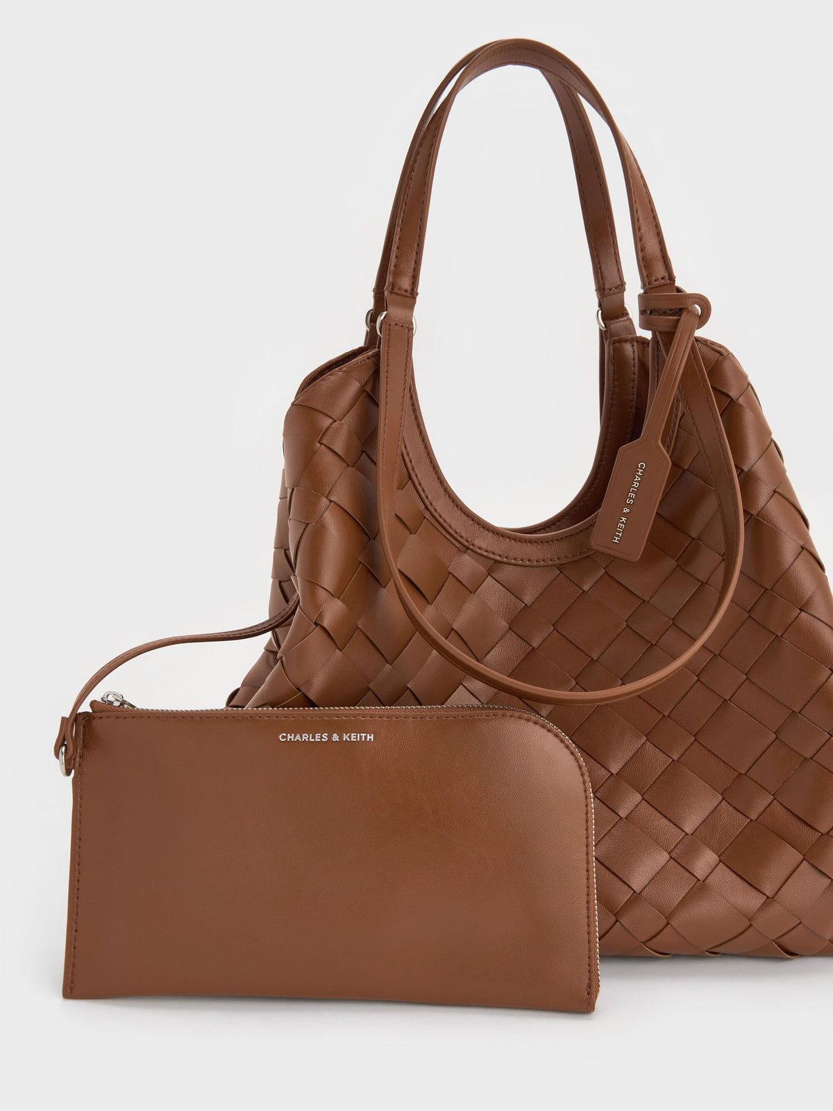 Ivette Woven Tote Bag - Chocolate | CHARLES & KEITH