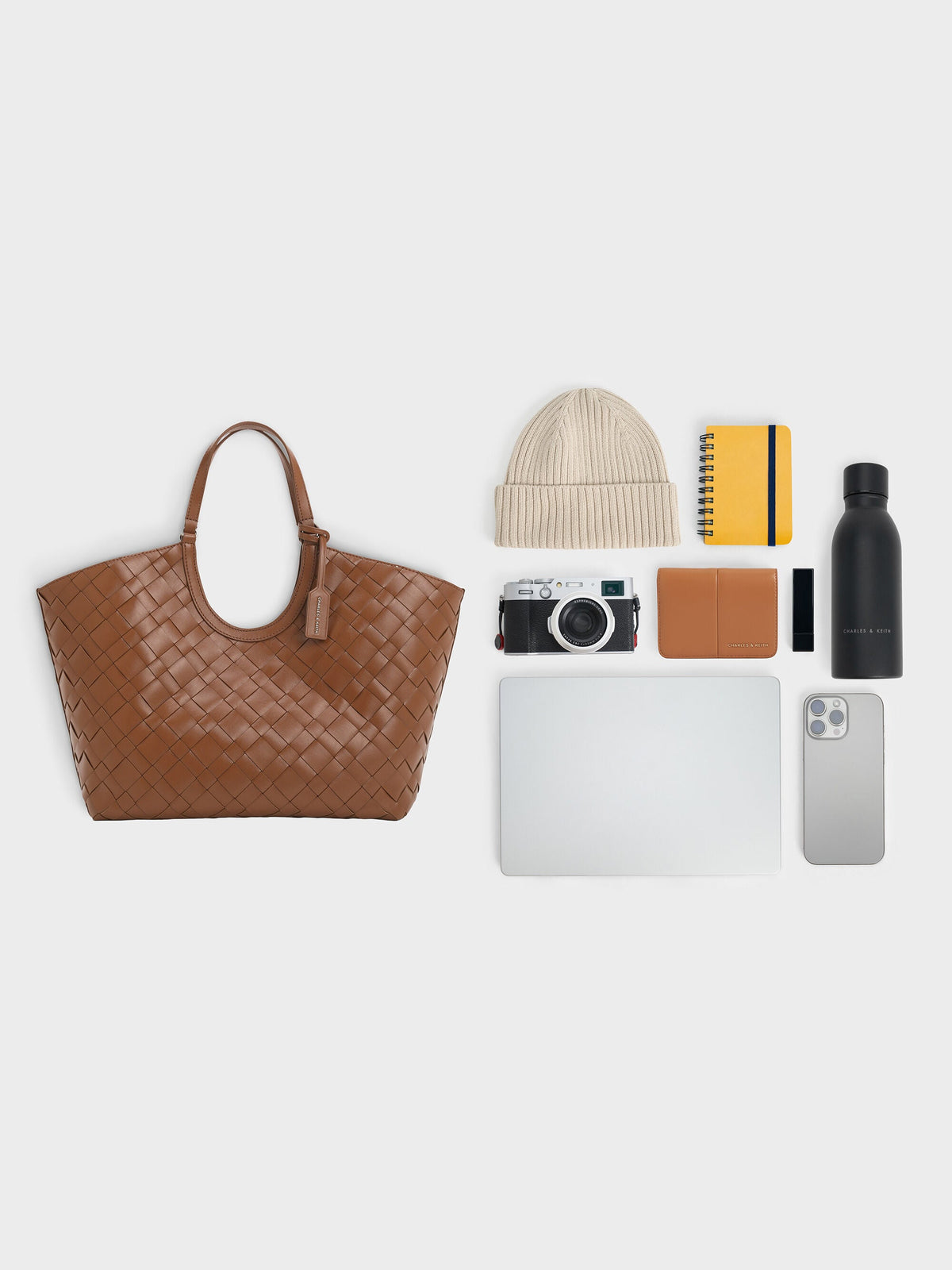 Ivette Woven Tote Bag - Chocolate | CHARLES & KEITH