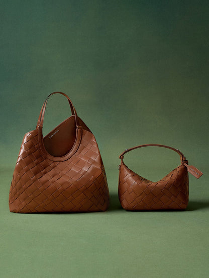 Ivette Woven Tote Bag - Chocolate | CHARLES & KEITH