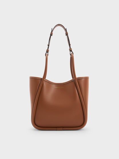 Mini Lyla Tubular Tote Bag - Chocolate | CHARLES & KEITH