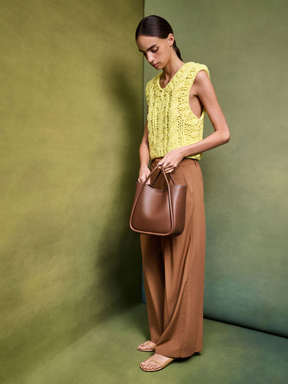 Mini Lyla Tubular Tote Bag - Chocolate | CHARLES & KEITH
